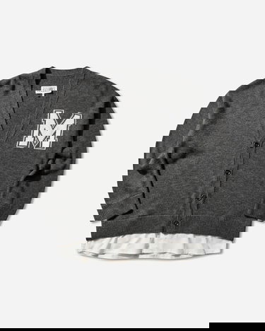 Sveter Maison Margiela Two-in-One Knit V-Neck Cardigan with Varsity Letter M Šedá | SH0HP0012 855M, 1