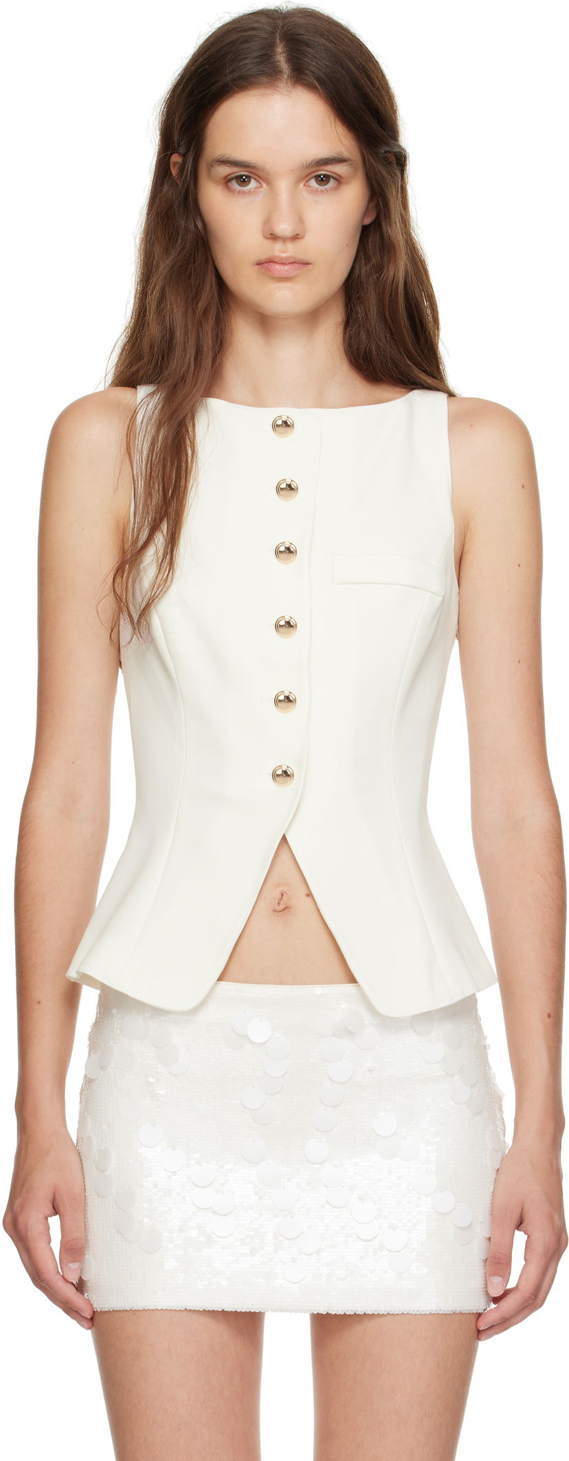 Vesta GUIZIO Guizio Troyes Sleeveless Peplum Top Biela | P25107W142