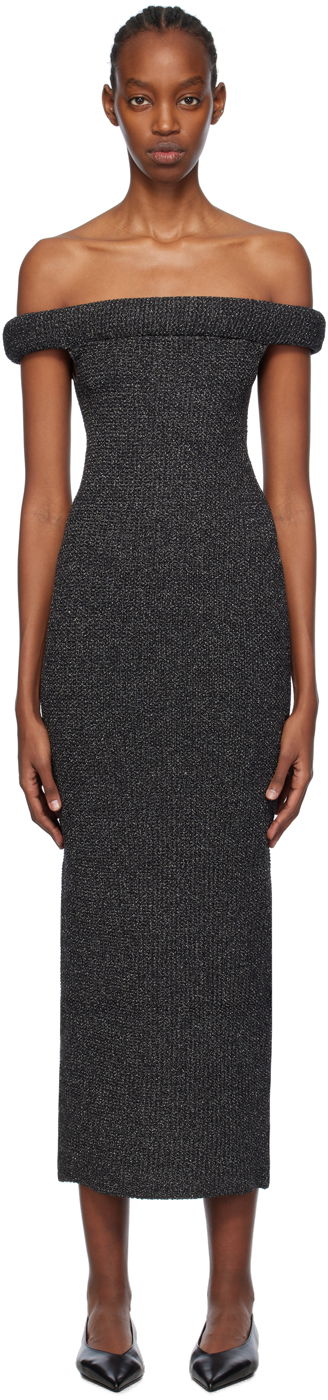 Šaty TOTEME TOTEME Off-The-Shoulder Midi Dress Šedá | 241-WRD1179-YA0031, 0