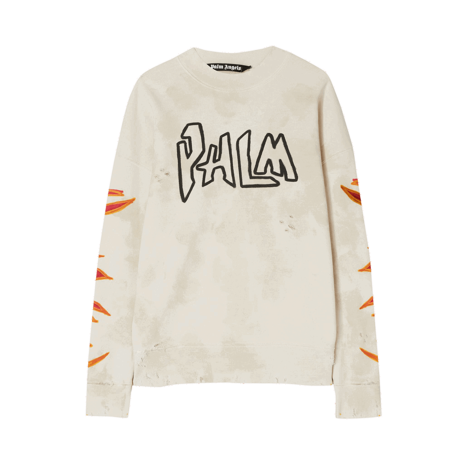 Sveter Palm Angels GD Palm Graffiti Flames Crewneck Béžová | PMBA065F22FLE0060310, 0
