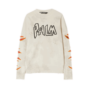 Sveter Palm Angels GD Palm Graffiti Flames Crewneck Béžová | PMBA065F22FLE0060310, 0