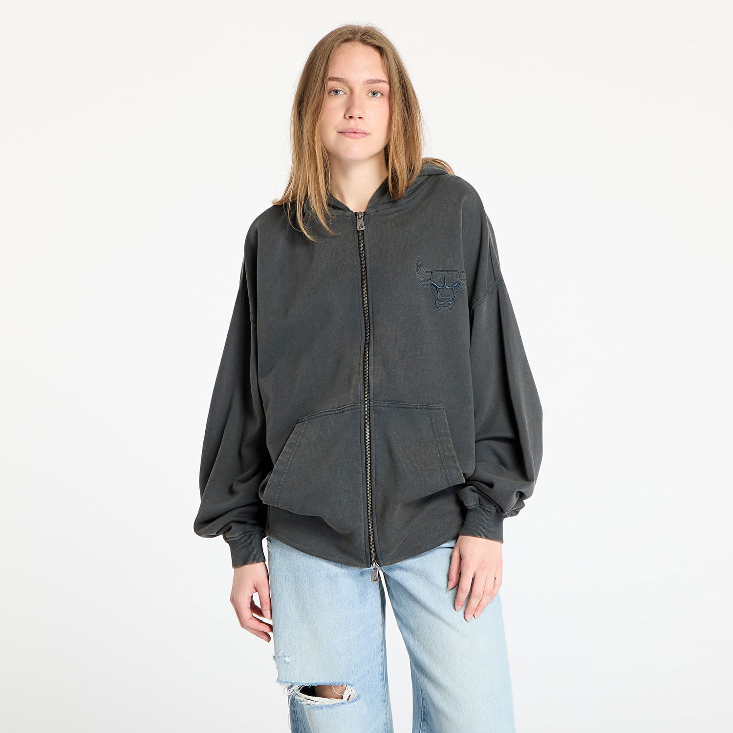 Mikina New Era New Era Chicago Bulls Washed Full Zip Hoodie Čierna | 60667858, 0