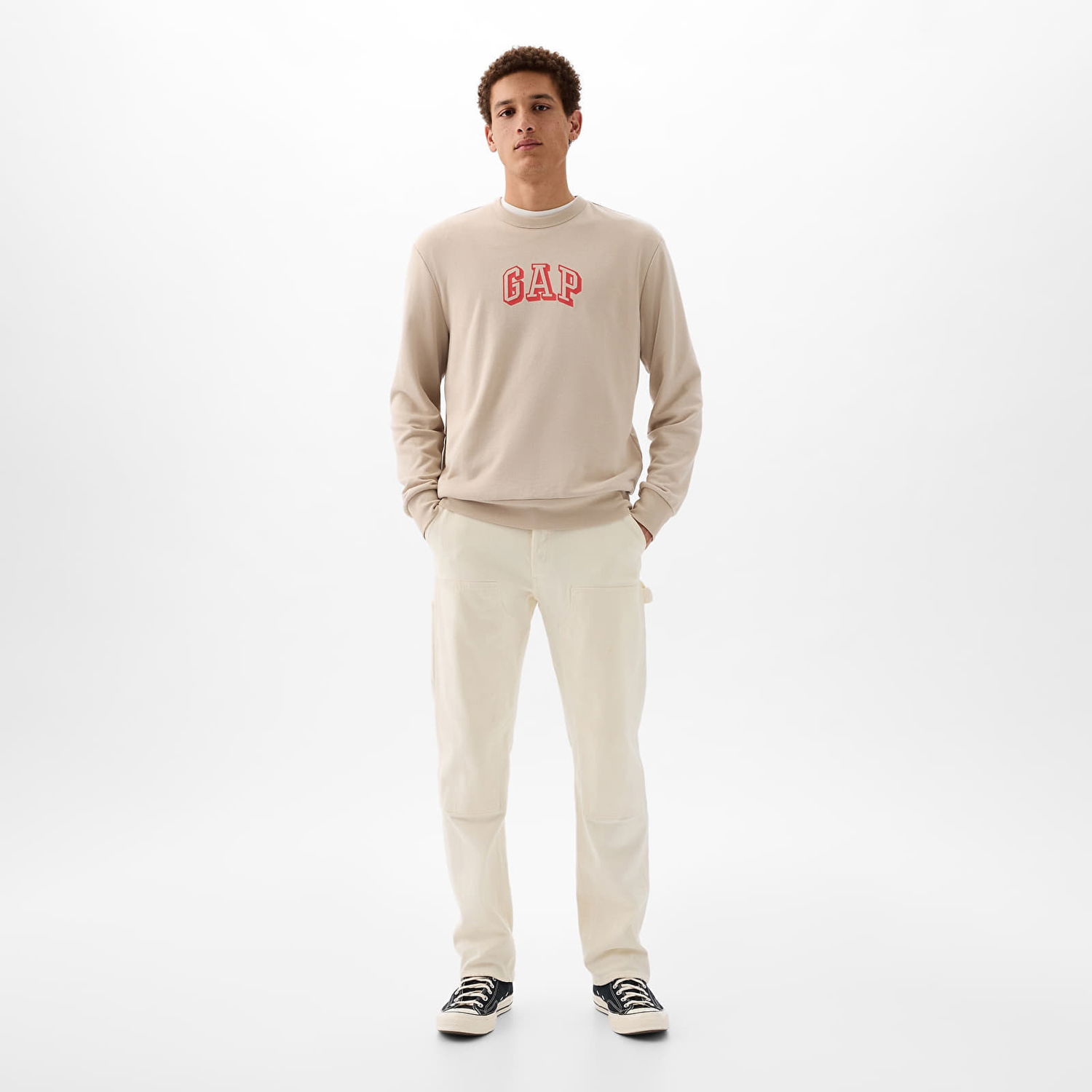 Mikina GAP Logo Crewneck Sweatshirt Bedrock 291 Béžová | 868456-01, 1