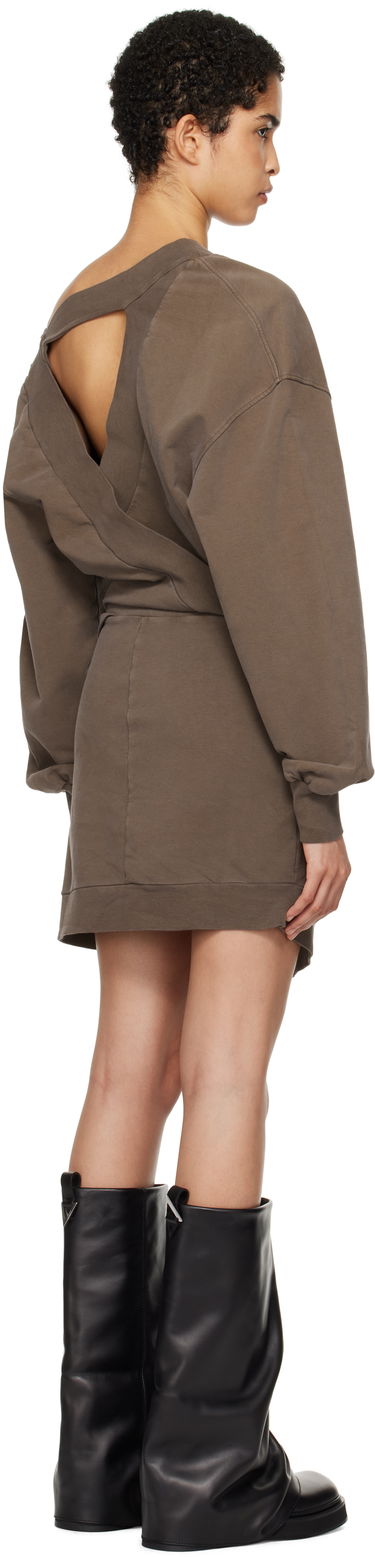 Šaty The Attico Attico Off-Shoulder Draped Sweater Mini Dress Hnedá | 250WCA00397 JJF006AA, 2