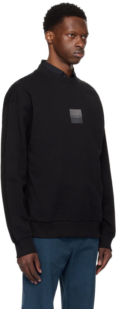 Mikina BOSS Cotton-Terry Sweatshirt with Split Logo Čierna | 50542847, 2
