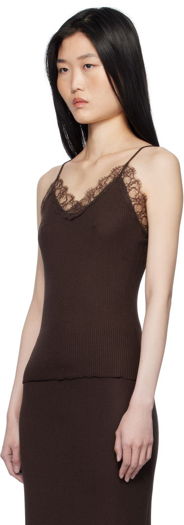 Šaty The Row The Row Ikee Lace-Trim Ribbed Knit Camisole Dress Hnedá | 8426-Y136, 3