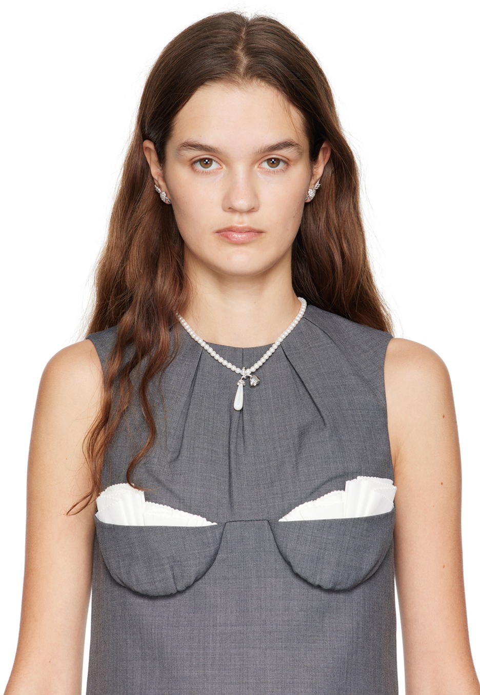 Náhrdelník SHUSHU/TONG SHUSHU/TONG YVMIN Edition Pearl Drop Sleeping Rose Necklace Biela | 22312SLV00NN, 1