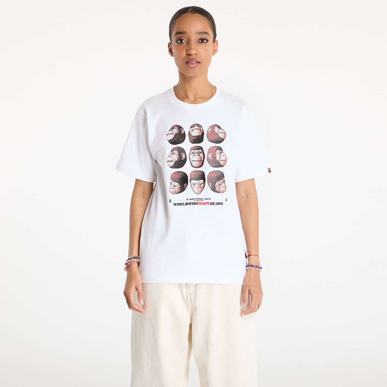Tričko BAPE Polygon Ape Head Graphic T-Shirt Biela | 001CSK701006M WHT, 0
