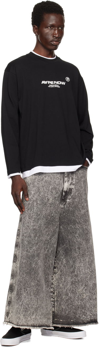 Tričko AAPE by A Bathing Ape AAPE by A Bathing Ape 'AAPE Now' Layered Long Sleeve T-Shirt Čierna | AAPLTM1543XXNBKX, 3