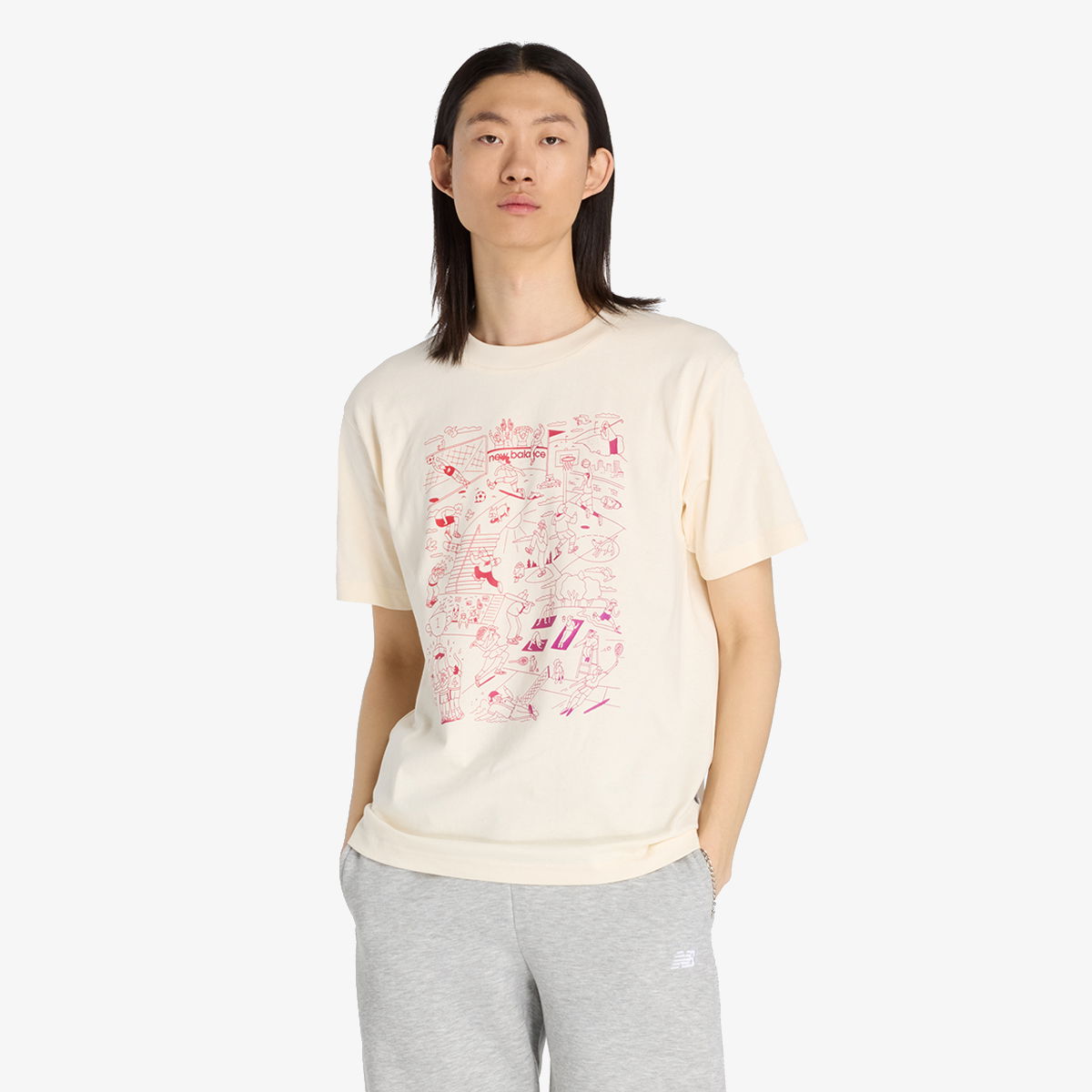 Tričko New Balance Sports Graphic Tee Béžová | MT53913-PEF, 1