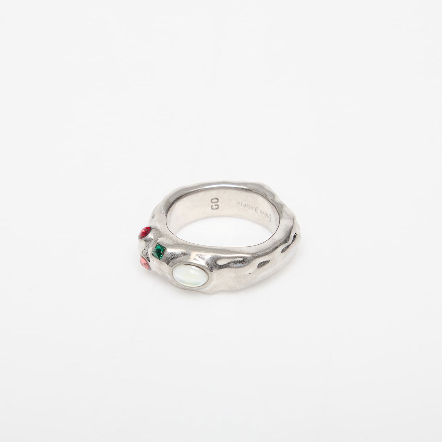 Prsteň Palm Angels Oval Melted Strass Ring Silver/ Multicolor 60 Metalická | PMOC02AS25MAT0017284, 1