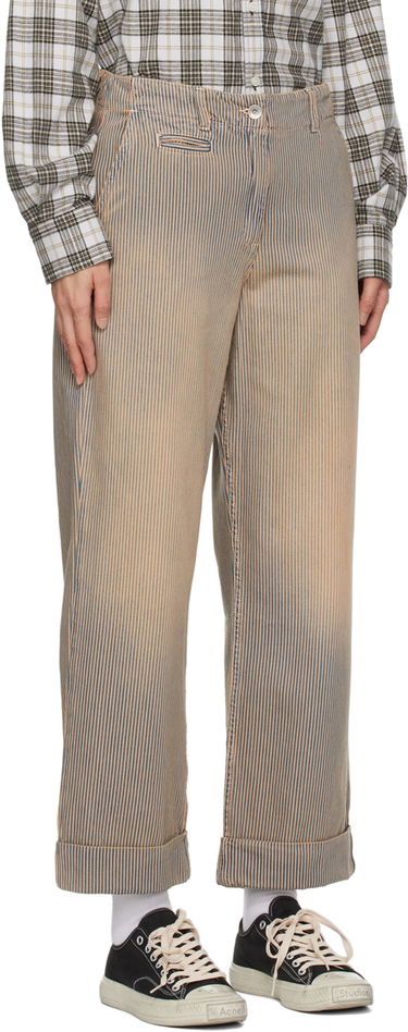 Nohavice YMC Striped Sailor Trousers Béžová | Q4WAC, 1