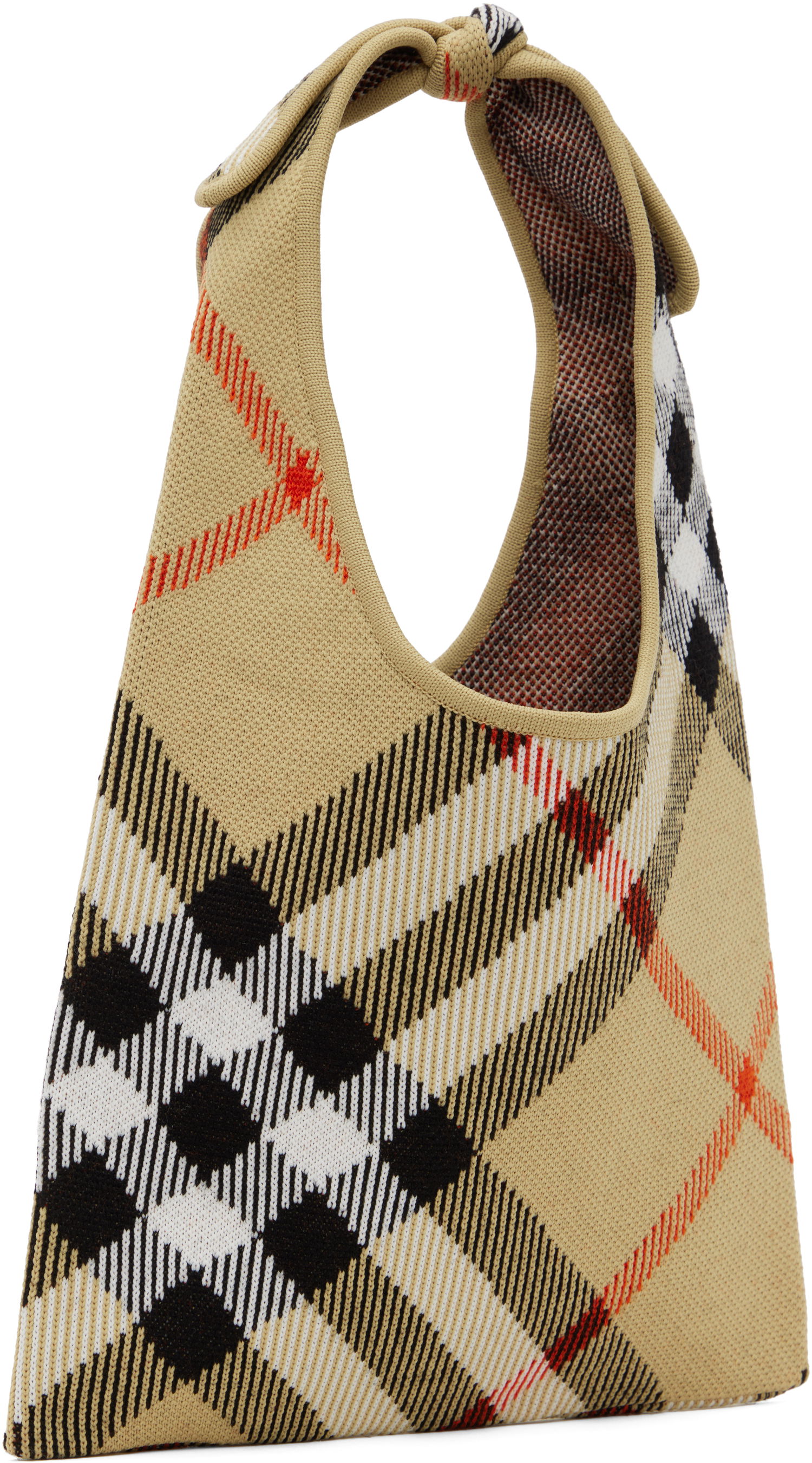 Kabelka Burberry Burberry Check Tie Knit Tote Béžová | 8110029, 1