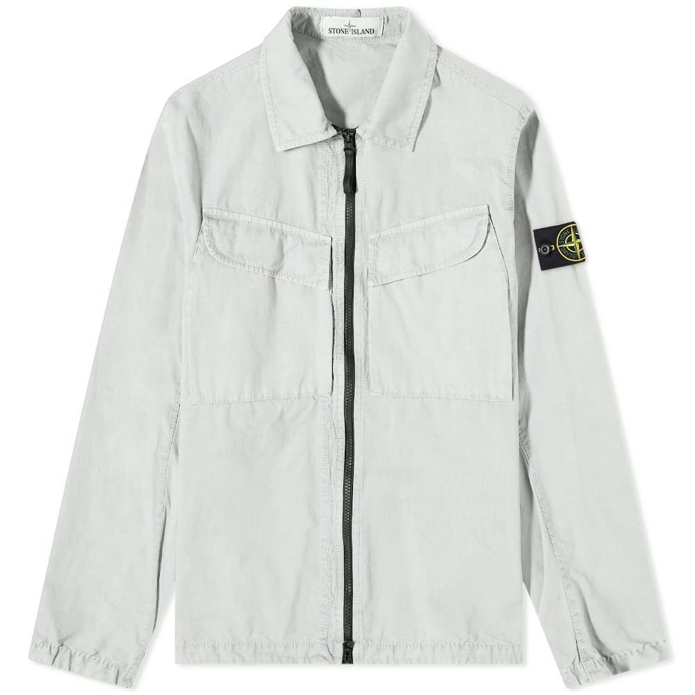 Bunda Stone Island Brushed Cotton Canvas Zip Overshirt Biela | 7715101WN-V0161, 0