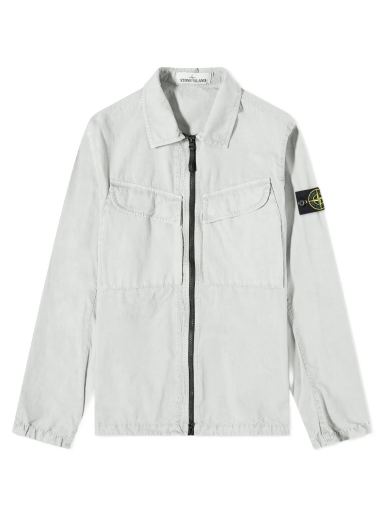 Bunda Stone Island Brushed Cotton Canvas Zip Overshirt Biela | 7715101WN-V0161