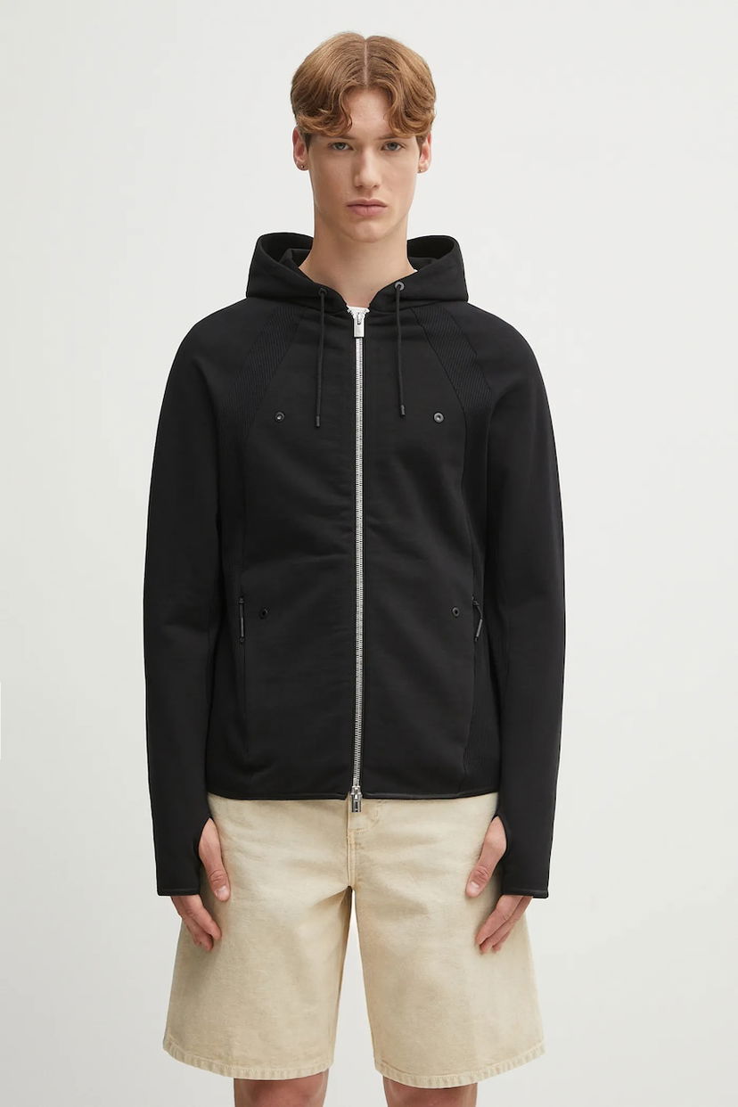 Mikina HELIOT EMIL Heliot Emil Hooded Zip-Up Jacket Čierna | PREAW25.M.08.079.BLK01