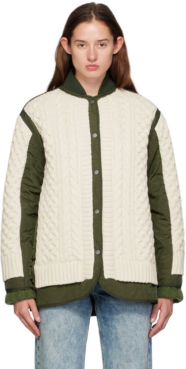 Sveter rag & bone Rag & Bone Winnie Cable Knit Quilted Jacket Zelené | WAW24F20247724, 0