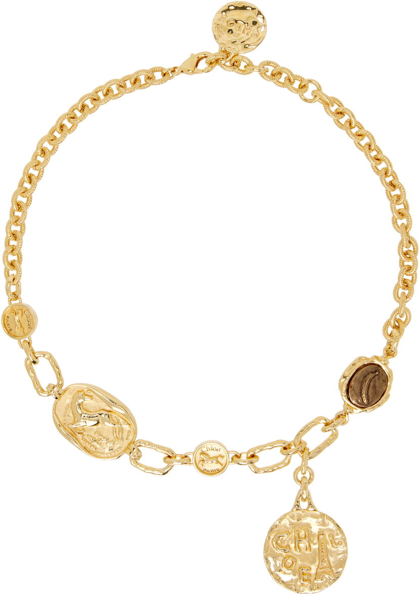 Náhrdelník CHLOÉ The Chloé Medals Sculpted Medallion Choker Žltá | CH26SJN10CB7