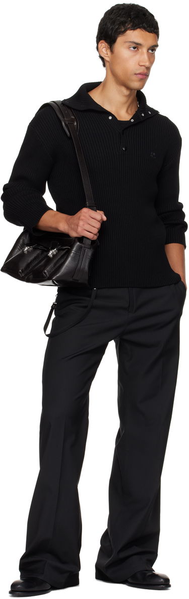 Sveter Courrèges Courrèges Ribbed Wool Polo Čierna | 325MPO050FI0036, 3