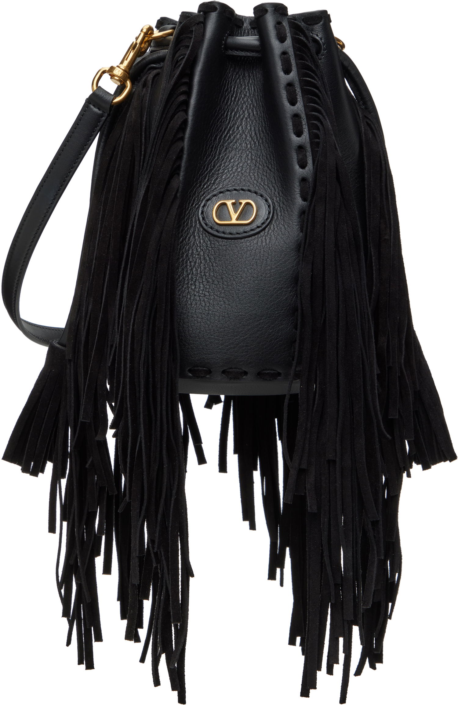 Kabelka Valentino Valentino Garavani Nellcôte Small Fringed Bucket Bag Čierna | 6W2B0R28LUJ, 0