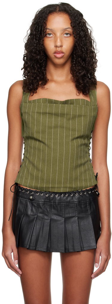 Tielko Miaou Miaou Vallois Pinstriped Corset Top Zelené | 7061SWBOVP, 0