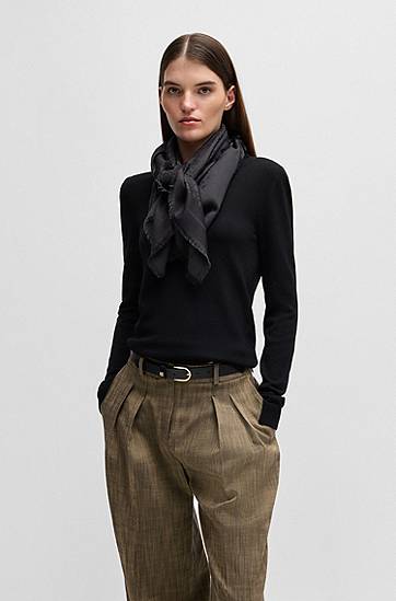 Šál BOSS Monogram Jacquard Modal and Wool Scarf Čierna | 50517733, 1