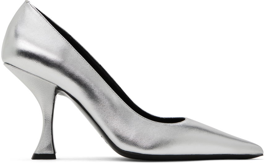 Metallic Leather Pointed-Toe Pumps