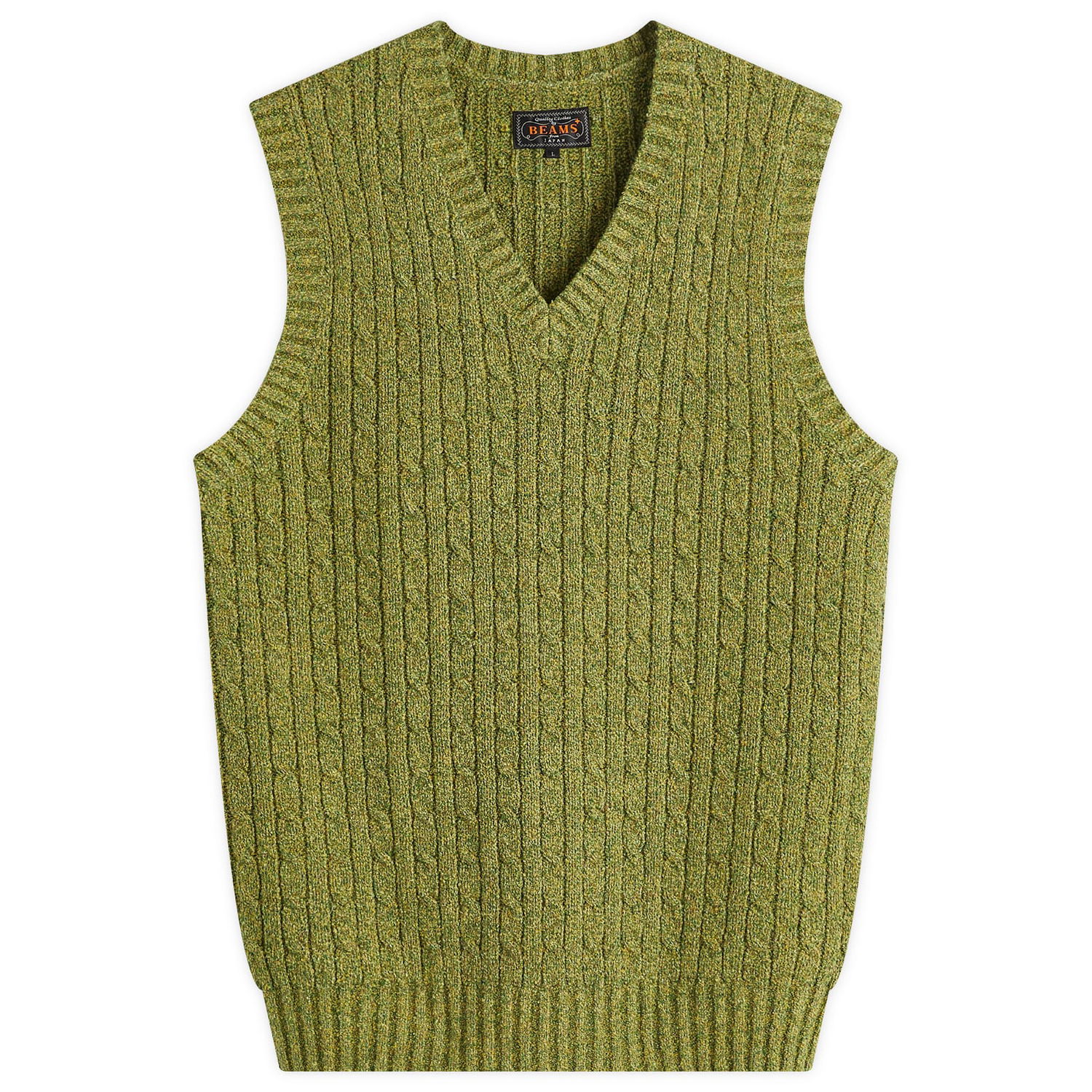 Vesta BEAMS Men's Cable Knit Vest, Size Large Zelené | 3805-0053-156-65, 0