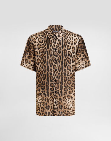 Košeľa Dolce & Gabbana Dolce & Gabbana Leopard Print Linen Shirt Hnedá | G5LG9TFS4D3HY13M, 0