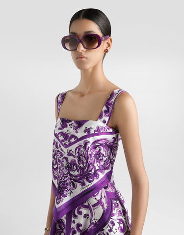 Šaty Dolce & Gabbana Dolce & Gabbana Majolica Print Silk Twill Dress Fialová | F6TZBTHI1T1HP5DQ, 3