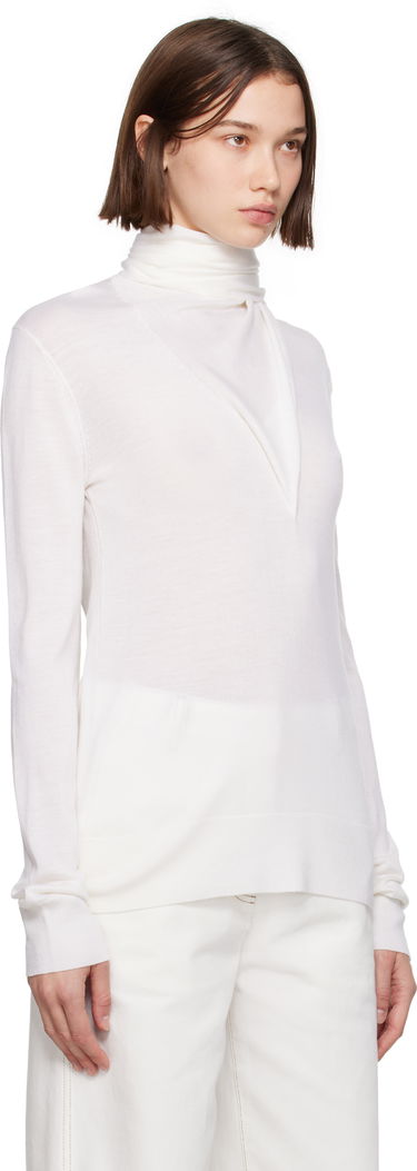 Sveter TOTEME Draped Scarf Knit Sweater Biela | 244-WRT0393-YA0087, 3
