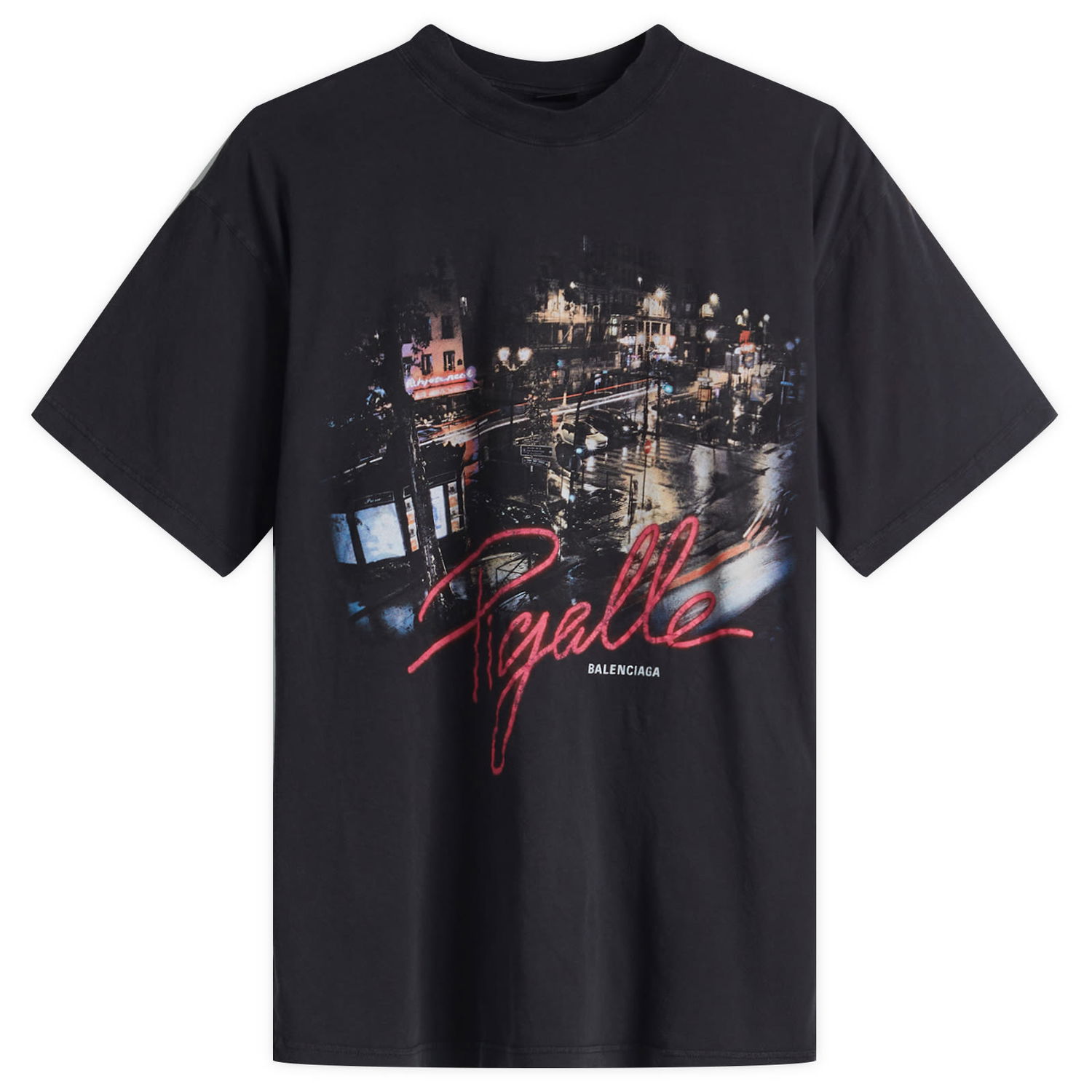 Tričko Balenciaga Men's Piagelle Faded Wash T-Shirt, Size Large Čierna | 809122-TRVO1-1041, 0
