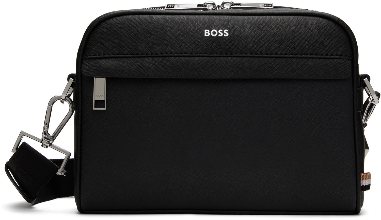 Taška cez rameno BOSS Saffiano Leather Reporter Bag Čierna | 50548279, 0
