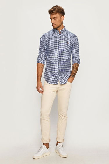 Košeľa Polo by Ralph Lauren Custom-Fit Oxford Checked Shirt Modrá | 710549084010, 2