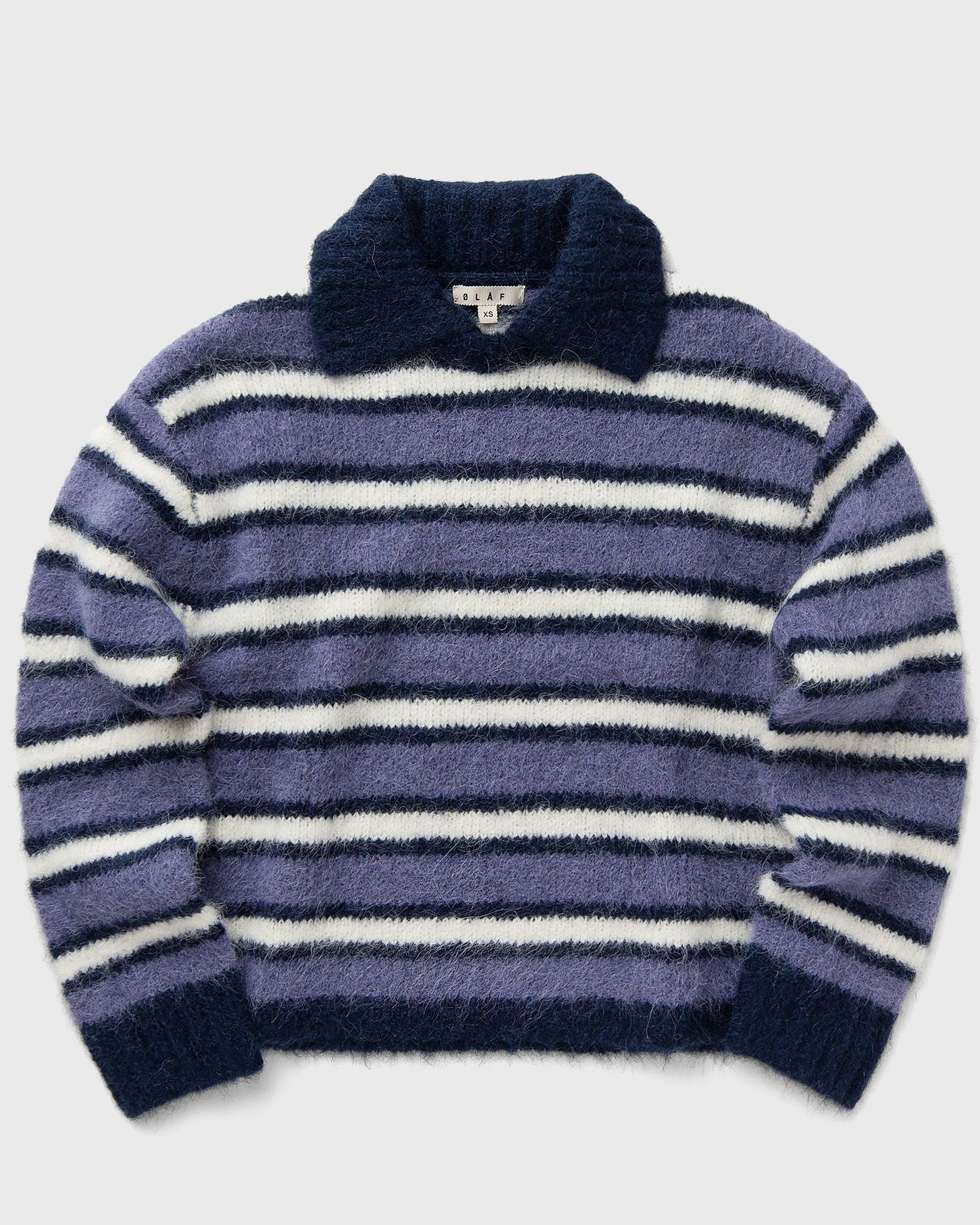 Sveter ØLÅF Striped Polo Knit Pullover Fialová | W180705-HAZY-BLUE, 0