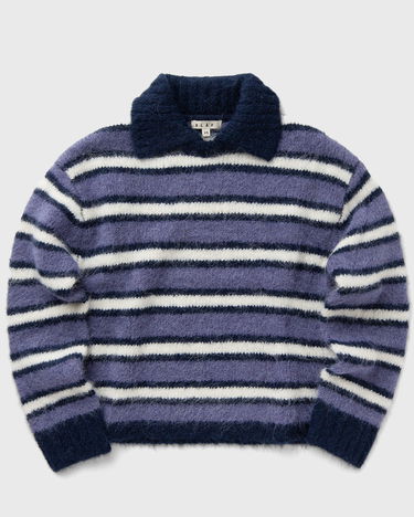 Sveter ØLÅF Striped Polo Knit Pullover Fialová | W180705-HAZY-BLUE, 0