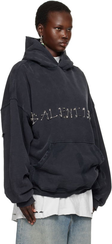 Mikina Balenciaga Safety Pin Logo Black Hoodie Čierna | 803265 TRVK3, 1