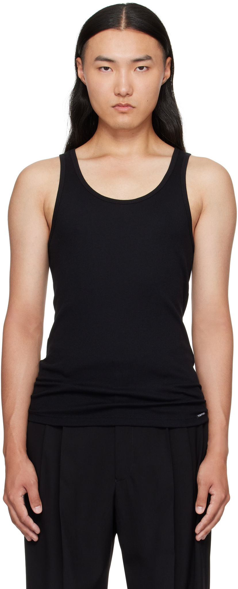 Tielko Tom Ford TOM FORD Cotton & Modal Rib Tank Top Čierna | T4D101210