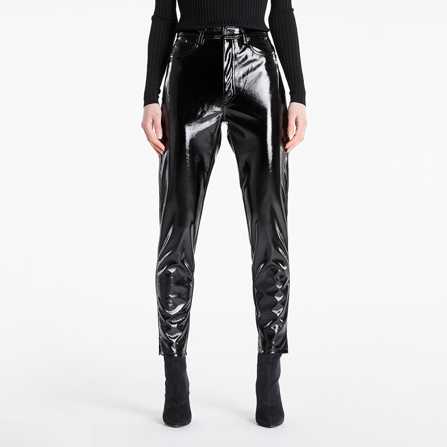 Nohavice CALVIN KLEIN Lacquer High Waisted Pant Čierna | J20J217664 BEH, 0