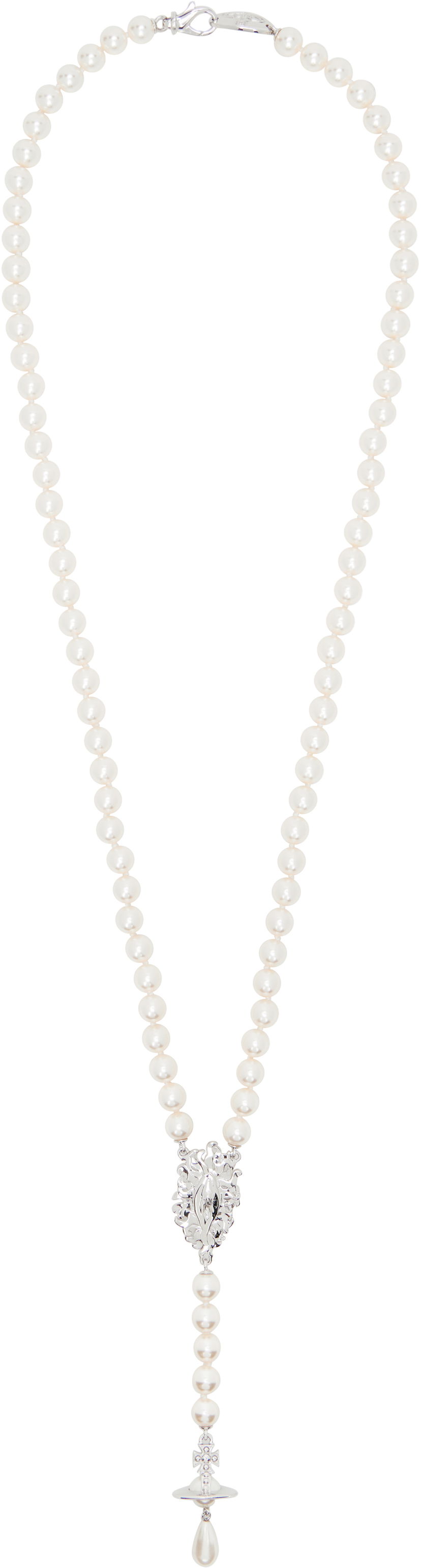 Náhrdelník Vivienne Westwood Vivienne Westwood Calista Long Pearl Necklace with Orb Pendant Biela | 6301013L-02P103-