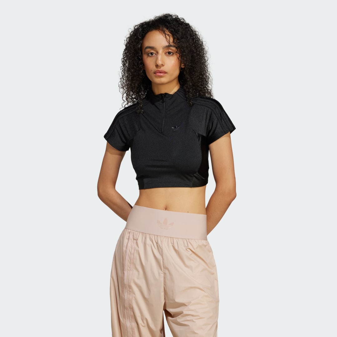 Crop Top adidas Performance Women's Crop Top with Quarter-Zip Čierna | JJ0917, 0