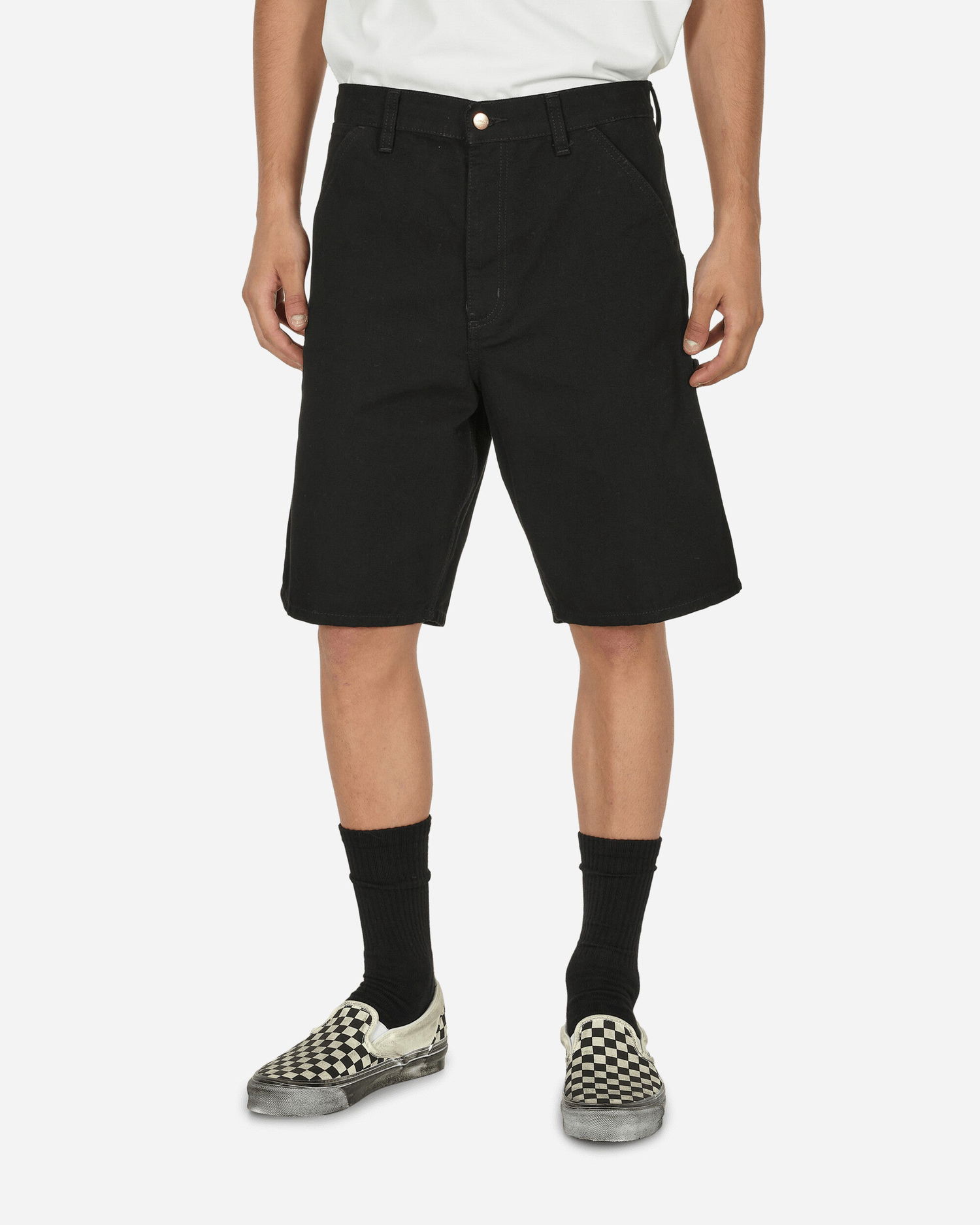 Nohavice a džínsy Carhartt WIP Single Knee Short black Rinsed Zelené | I027942_89_02, 0
