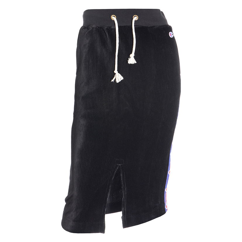 Sukňa Champion Corduroy Pencil Midi Skirt with Drawstring Waist and Side Stripe Čierna | 112250-KK001