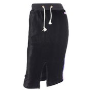 Corduroy Pencil Midi Skirt with Drawstring Waist and Side Stripe