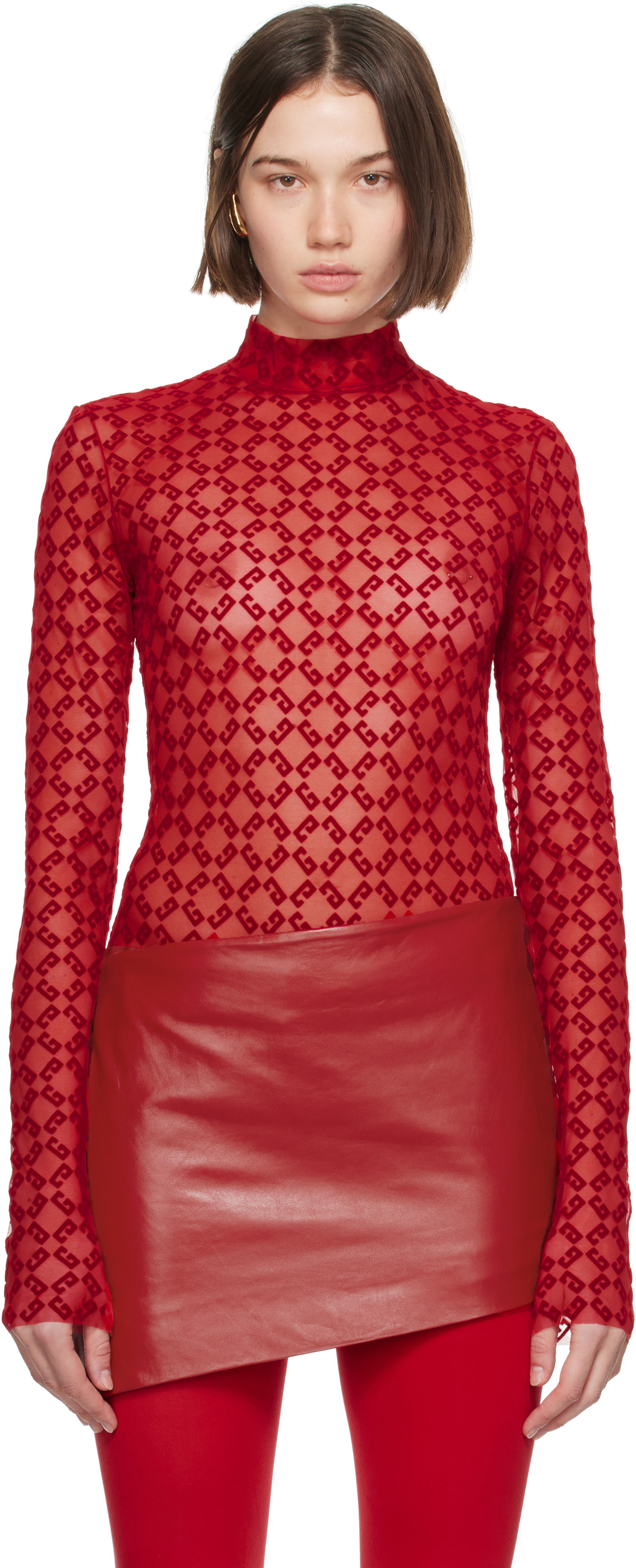 Body Givenchy Monogram 72 Bodysuit Červená | BWB01G20GU600, 0