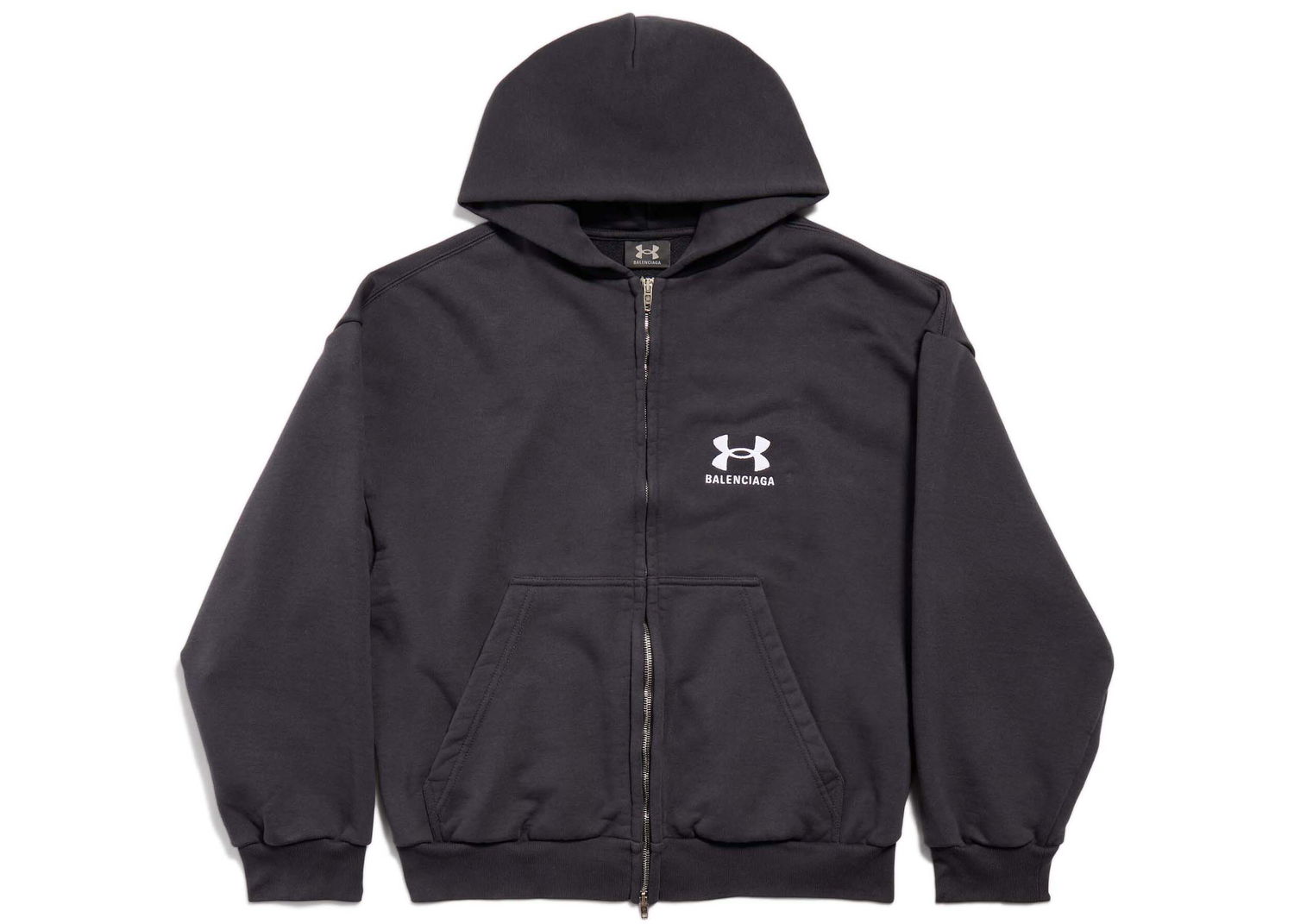 Mikina Balenciaga Under Armour x Zip-Up Hoodie Regular Fit Black/White Čierna | 803264TRVB89034, 0