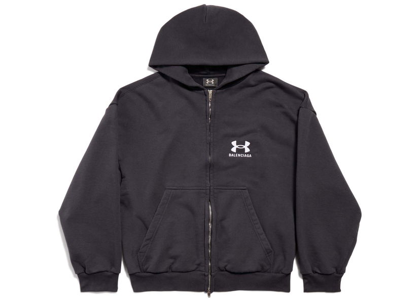 Mikina Balenciaga Under Armour x Zip-Up Hoodie Regular Fit Black/White Čierna | 803264TRVB89034