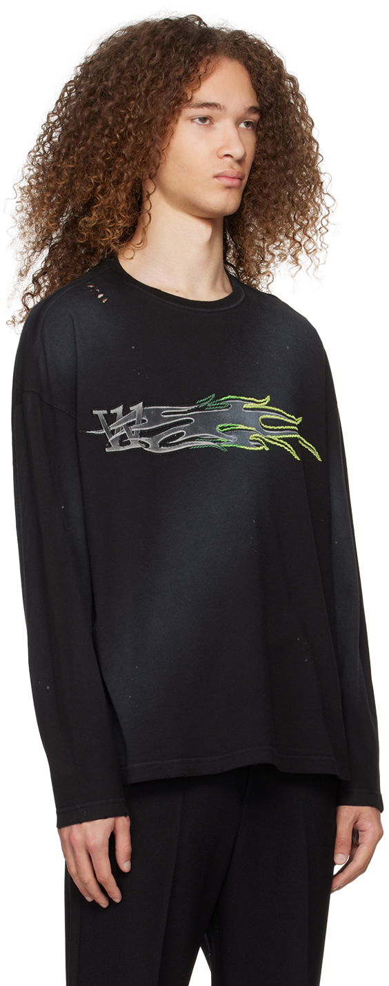 Tričko We11done Graphic Print Long Sleeve T-Shirt Čierna | WD-TT0-24-752-U-BK, 1