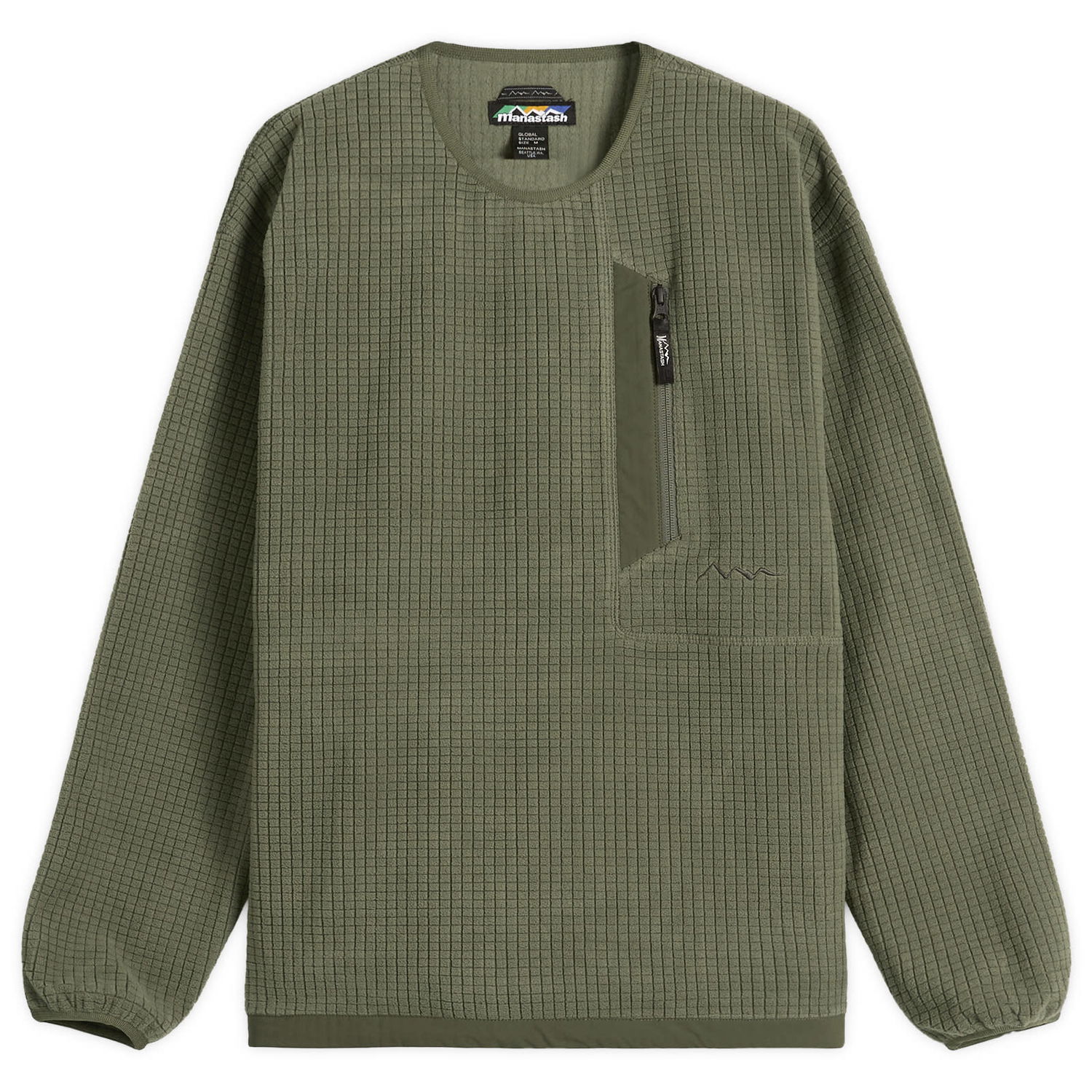 Mikina Manastash Men's Grid Fleece Crew Sweatshirt Zelené | 7925230001-310, 0