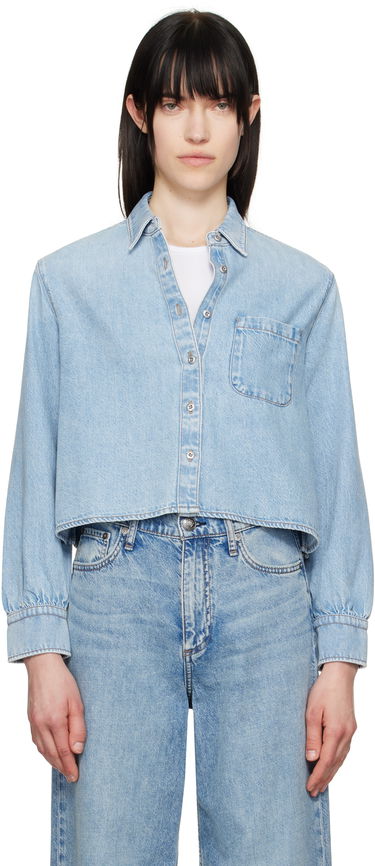Košeľa rag & bone Rag & Bone Featherweight Cropped Maxine Denim Shirt Modrá | WDD25S1446UFGR, 0